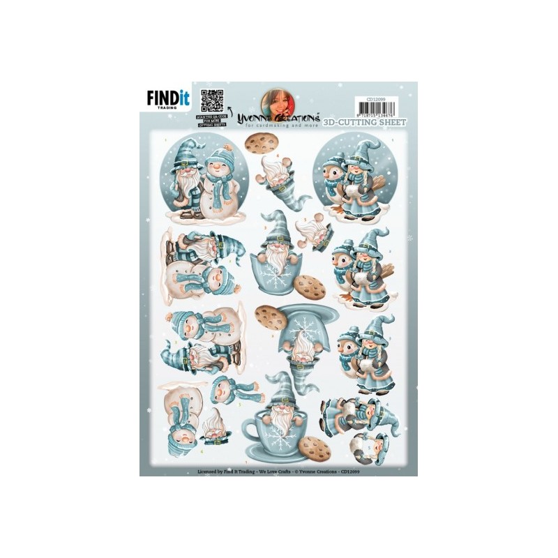 (CD12099)3D Cutting Sheet - Yvonne Creations - Winter Gnomes Cookie