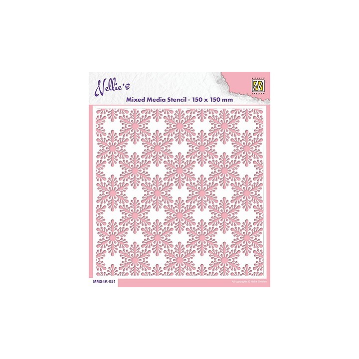 (MMS4K-051)Nellies Choice Plastic Mixed media stencil A5 - Snowflakes