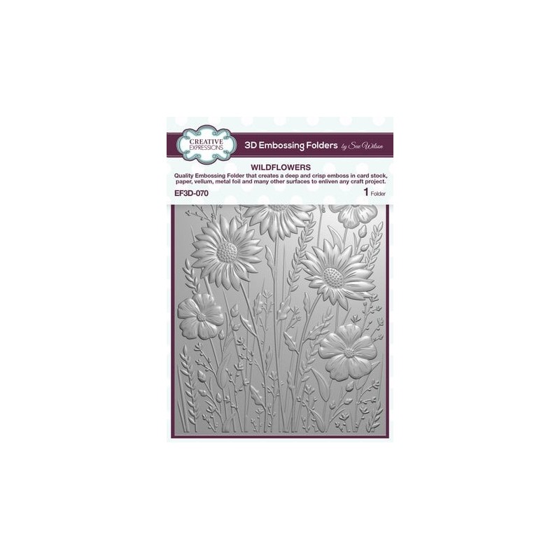 (EF3D-070)Creative Expressions Sue Wilson Wildflowers 3D Embossing Folder