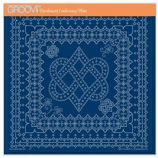 (GRO-PA-42205-15)Groovi Plate A4 LINDA'S DOTTY CROSS-STITCH CELTIC HEART LAYERING