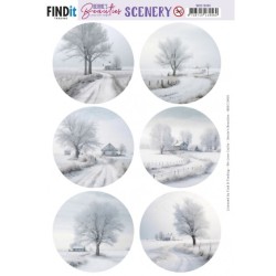 (BBSC10005)Push-Out Scenery - Berries Beauties - White Winter Round