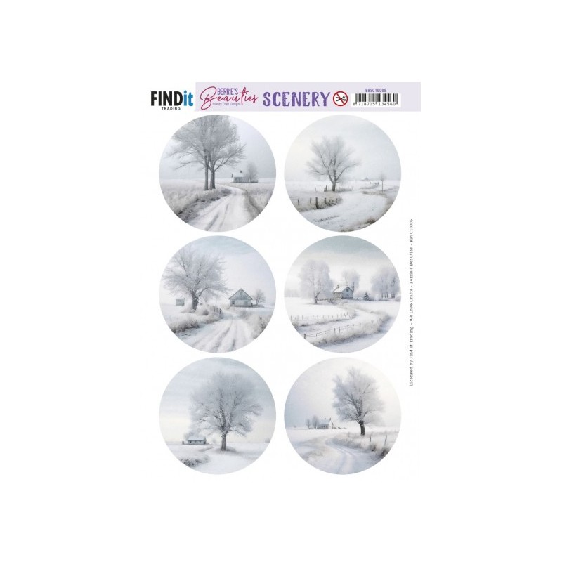 (BBSC10005)Push-Out Scenery - Berries Beauties - White Winter Round