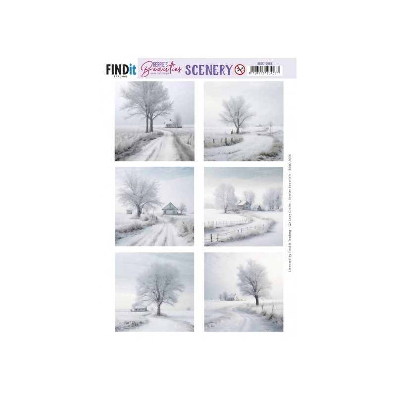 (BBSC10006)Push-Out Scenery - Berries Beauties - White Winter Square
