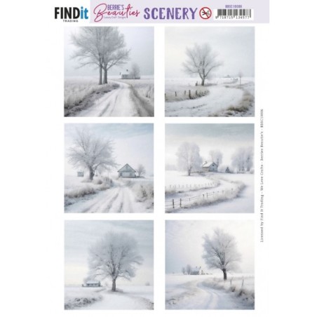 (BBSC10006)Push-Out Scenery - Berries Beauties - White Winter Square