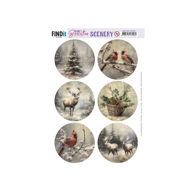 (BBSC10007)Push-Out Scenery - Berries Beauties - Vintage Christmas Round