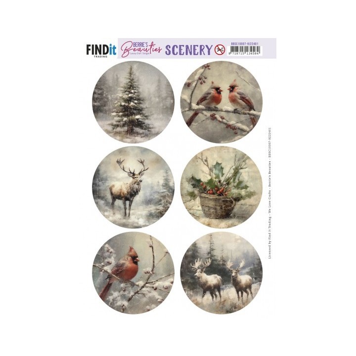 (BBSC10007)Push-Out Scenery - Berries Beauties - Vintage Christmas Round