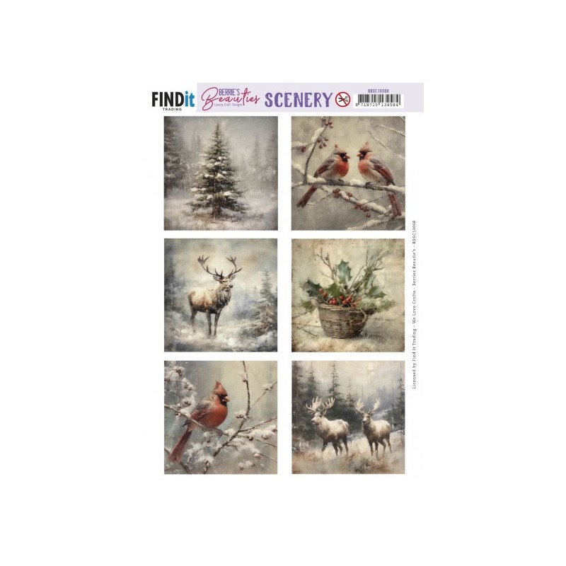 (BBSC10008)Push-Out Scenery - Berries Beauties - Vintage Christmas Square