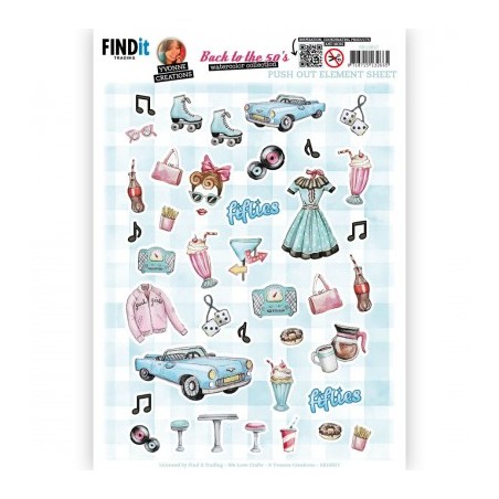 (SB10837)Push-Out - Yvonne Creations - Back To The Fifties - Small Elements A