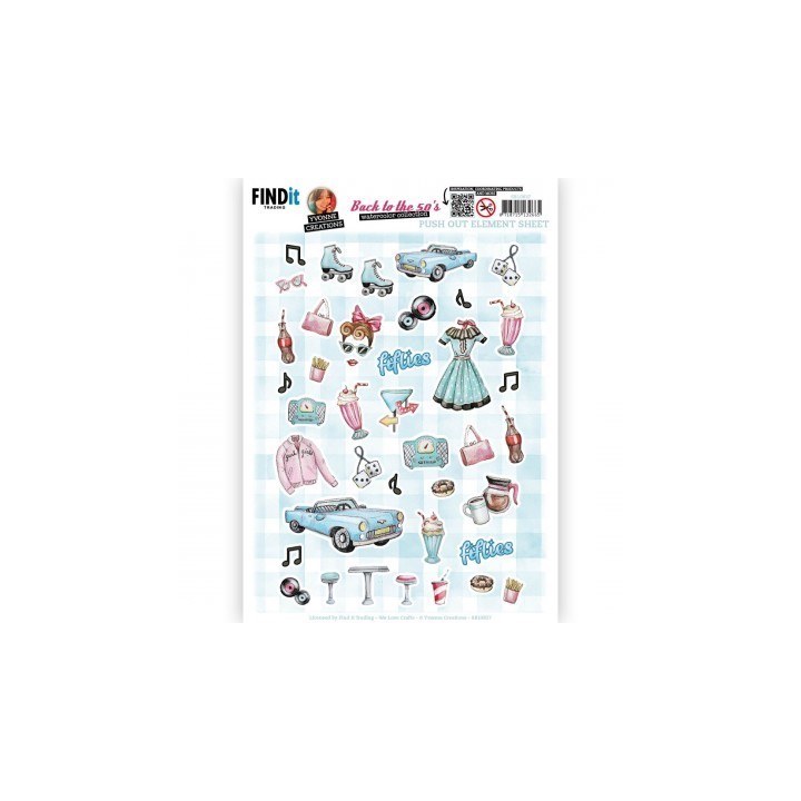 (SB10837)Push-Out - Yvonne Creations - Back To The Fifties - Small Elements A