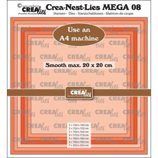 (CLNestMEGA08)Crealies Crea-Nest-Lies Mega Square smooth CLNestMega08 For A4 machine: max. 20 x 20 cm