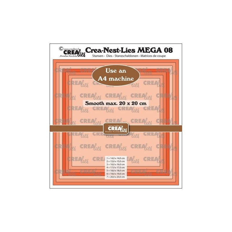 (CLNestMEGA08)Crealies Crea-Nest-Lies Mega Square smooth CLNestMega08 For A4 machine: max. 20 x 20 cm