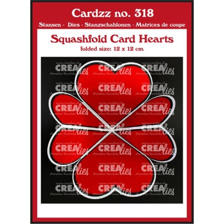(CLCZ318)Crealies Cardzz squash fold card - hearts folded: 12 x 12 cm