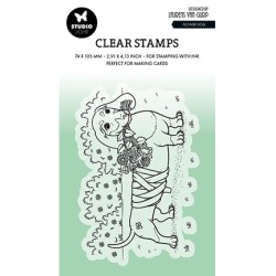 (BL-ES-STAMP567)Studio light BL Clear stamp Flower dog By Laurens nr.567