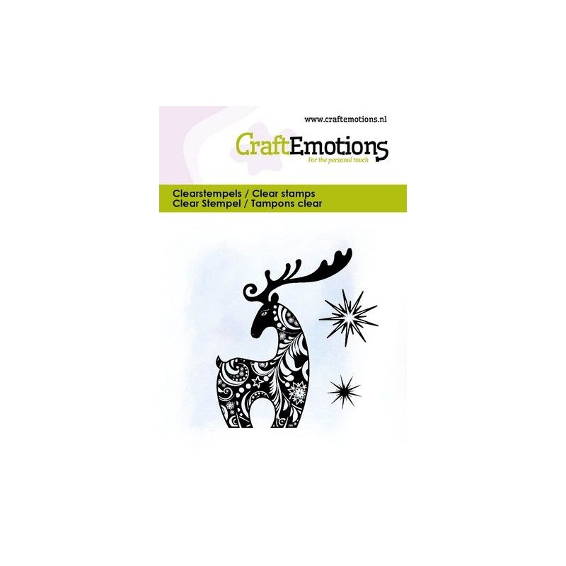 (5053)CraftEmotions clearstamps 6x7cm - Reindeer design and stars