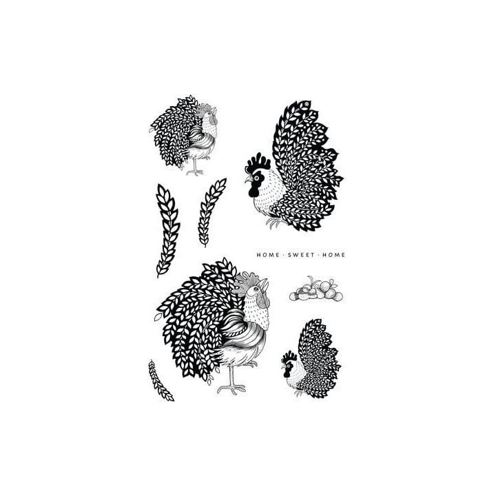 (KK0041)Katkin Krafts The Roosters A5 Clear Stamp Set