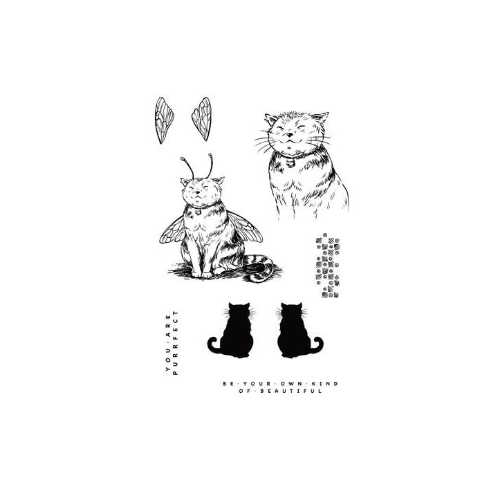 (KK0042)Katkin Krafts Bumblebee Cat A5 Clear Stamp Set