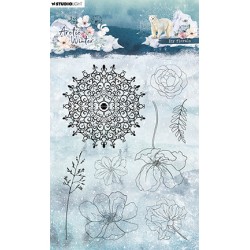 (SL-AW-STAMP583)Studio light BL Clear stamp Icy florals Artic Winter nr.583
