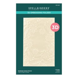 (E3D-067)Spellbinders Notched Corner Florals 3D Embossing Folder