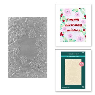 (E3D-067)Spellbinders Notched Corner Florals 3D Embossing Folder