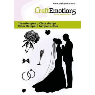 (5059)CraftEmotions clearstamps 6x7cm - Bridal couple and accessories