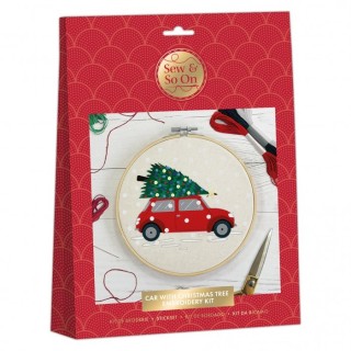 (SEW106014)Embroidery Kit - Car With Christmas Tree