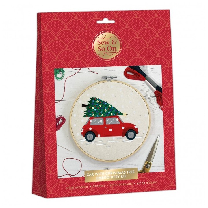 (SEW106014)Embroidery Kit - Car With Christmas Tree