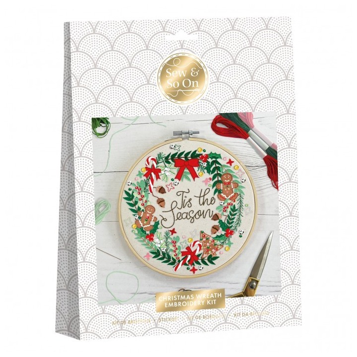 (SEW106013)Embroidery Kit – Christmas Wreath