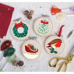 (SEW106019)Embroidery Hoop Decorations - Merry And Bright