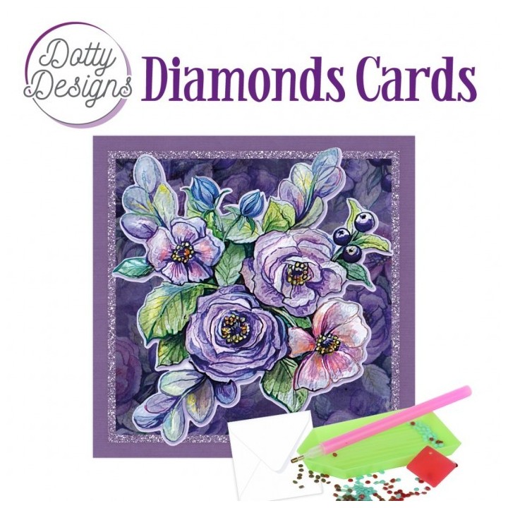 (DDDC1165)Dotty Designs Diamond Cards - Purple Flowers