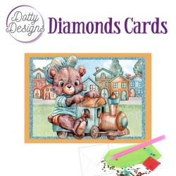 (DDDC1168)Dotty Designs Diamond Cards - Teddybear On Train