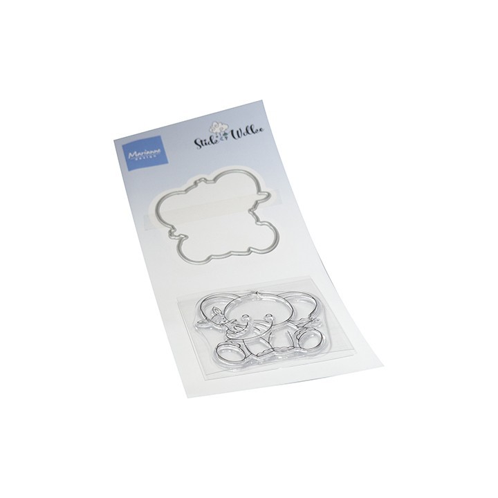 (CS1153)Clear stamp + dies Elephant hug