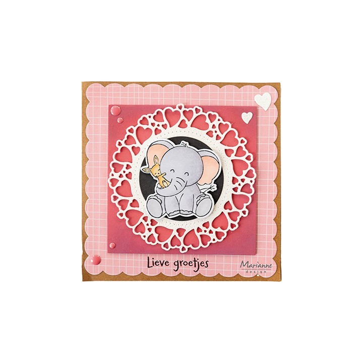 (CS1153)Clear stamp + dies Elephant hug