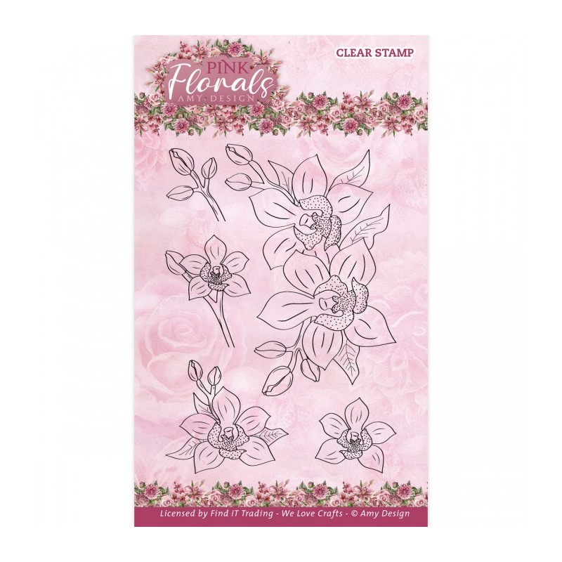 (ADCS10079)Clear Stamps - Amy Design - Pink Florals - Orchid