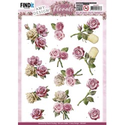 (SB10895)3D Push Out - Amy Design - Pink Florals - Roses