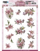 (SB10896)3D Push Out - Amy Design - Pink Florals - Lillies