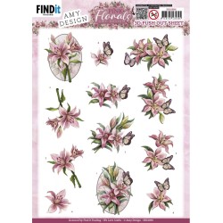 (SB10896)3D Push Out - Amy Design - Pink Florals - Lillies