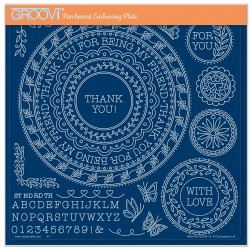 (GRO-WO-42240-15)Groovi Plate A4 JAZZ'S THANK YOU TOPPERS & TAGS