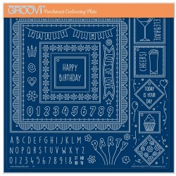 (GRO-WO-42237-15)Groovi Plate A4 JAZZ'S HAPPY BIRTHDAY TOPPERS & TAGS
