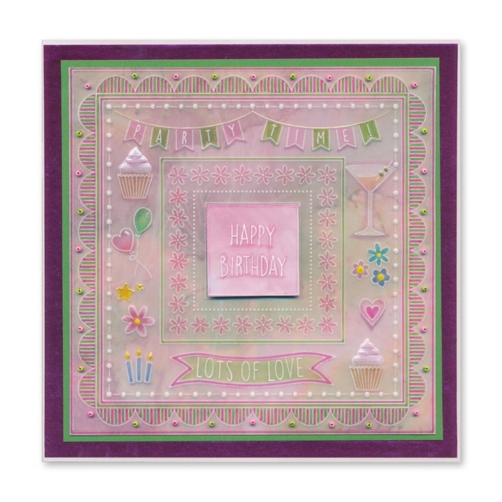 (GRO-WO-42237-15)Groovi Plate A4 JAZZ'S HAPPY BIRTHDAY TOPPERS & TAGS