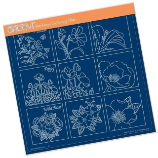 (GRO-FL-42217-03)Groovi Plate A5 LINDA'S 123 - WILD FLOWERS