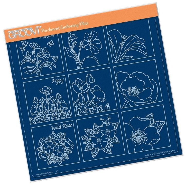 (GRO-FL-42217-03)Groovi Plate A5 LINDA'S 123 - WILD FLOWERS