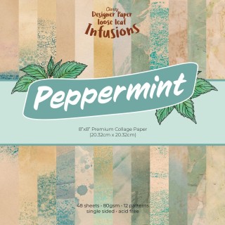 (ACC-CA-31460-88)Groovi - Designer paper PEPPERMINT LOOSE LEAF INFUSIONS COLLAGE PAPER 8" X 8"