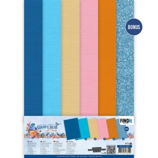 (BB-A4-10001)Linen Cardstock Pack - Berries Beauties - Happy Blue Birds - A4