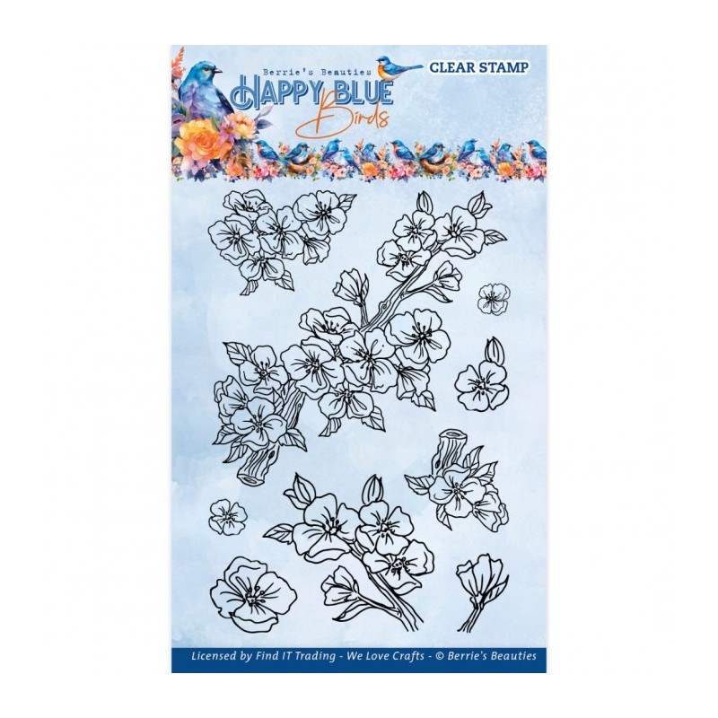 (BBCS10002)Clear Stamps - Berries Beauties - Happy Blue Birds - Floral Branch