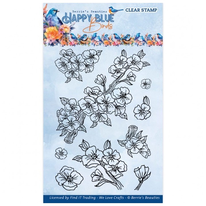 (BBCS10002)Clear Stamps - Berries Beauties - Happy Blue Birds - Floral Branch