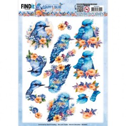 (SB10901)3D Push Out - Berries Beauties - Happy Blue Birds - Blue Bird