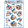 (SB10902)3D Push Out - Berries Beauties - Happy Blue Birds - Birds's Nest