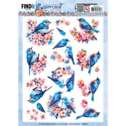 (SB10903)3D Push Out - Berries Beauties - Happy Blue Birds - Birds In Pink