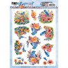 (SB10904)3D Push Out - Berries Beauties - Happy Blue Birds - Colourful Birds