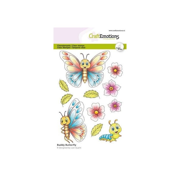 (2721)CraftEmotions clearstamps A6 Buddy butterfly Lian Qualm